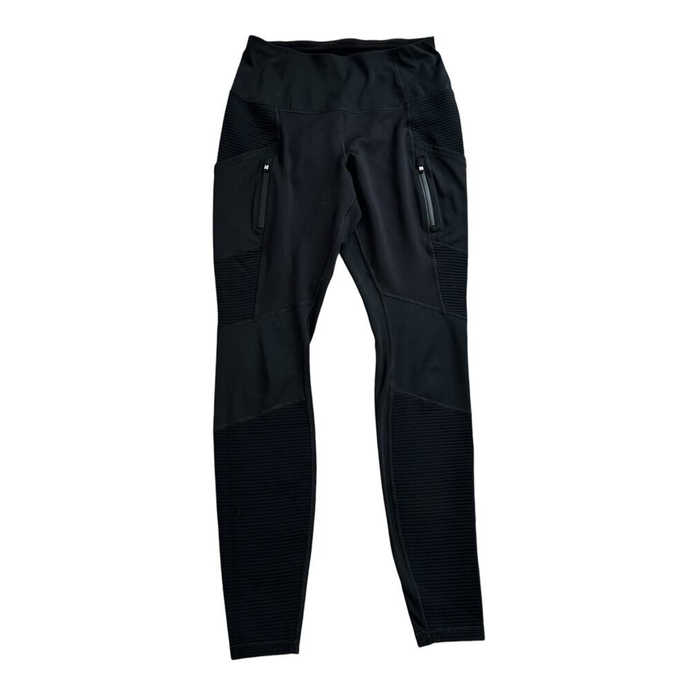 Athleta black texture panel leggings size S